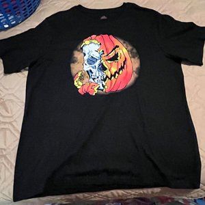 Youth XL Skeleton Pumpkin Black T-Shirt Halloween EUC
